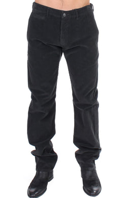 Elegant Black Cotton Corduroy Pants GF Ferre