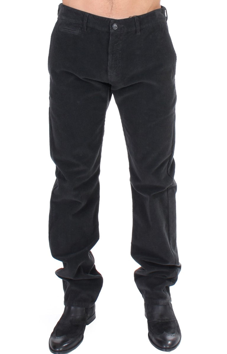 Elegant Black Cotton Corduroy Pants GF Ferre