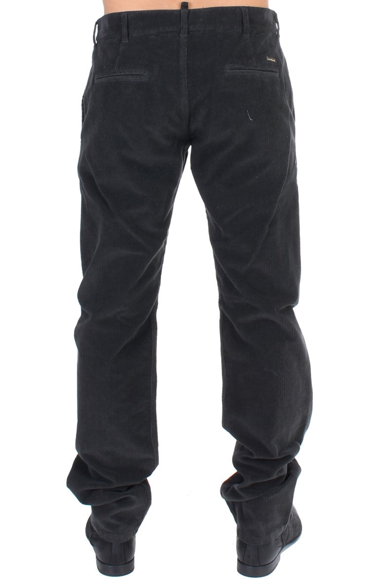 Elegant Black Cotton Corduroy Pants GF Ferre