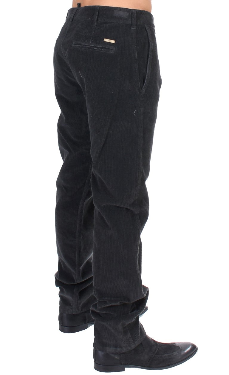 Elegant Black Cotton Corduroy Pants GF Ferre