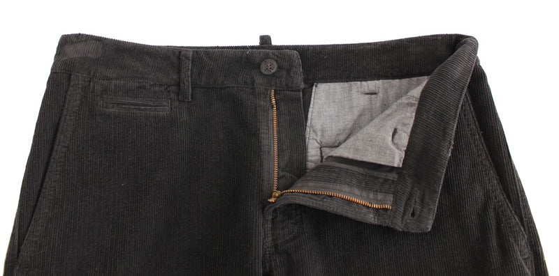 Elegant Black Cotton Corduroy Pants GF Ferre