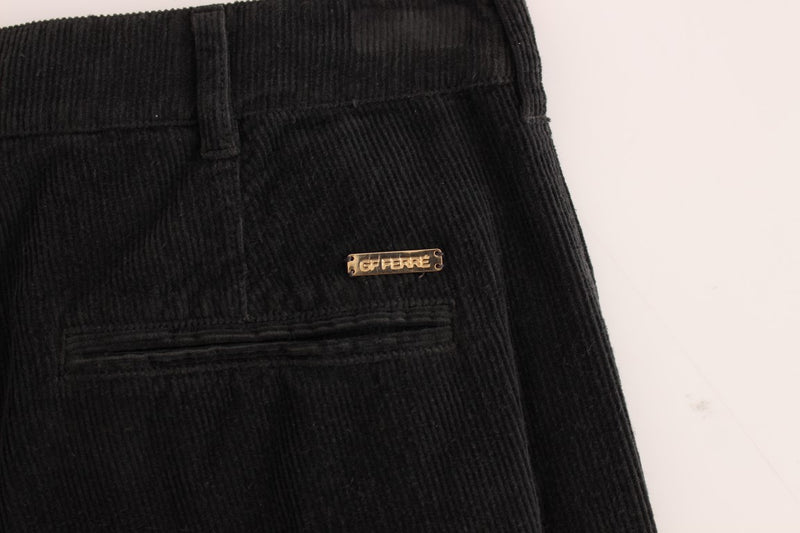 Elegant Black Cotton Corduroy Pants GF Ferre