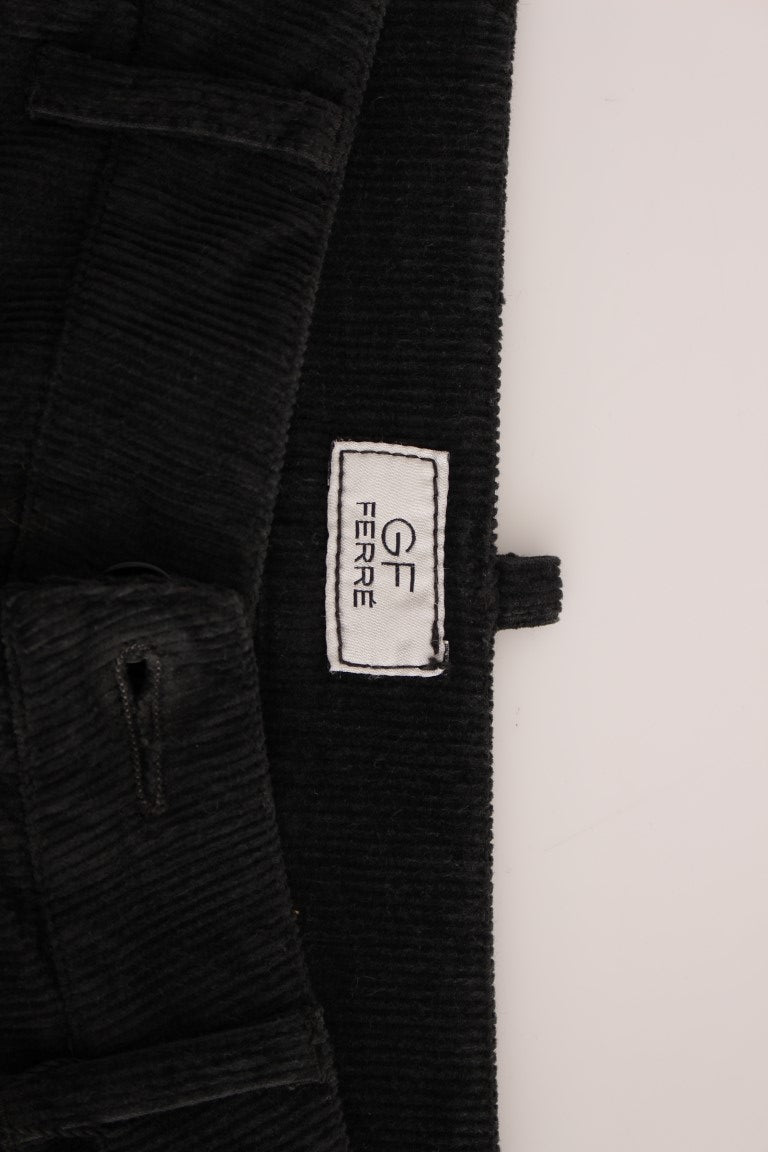Elegant Black Cotton Corduroy Pants GF Ferre