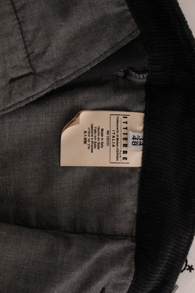 Elegant Black Cotton Corduroy Pants GF Ferre