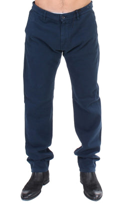 Elegant Blue Cotton Stretch Chinos GF Ferre