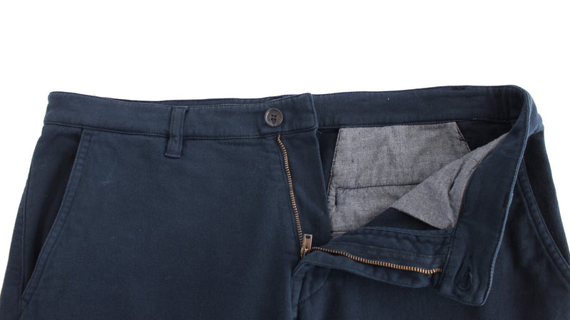 Elegant Blue Cotton Stretch Chinos GF Ferre