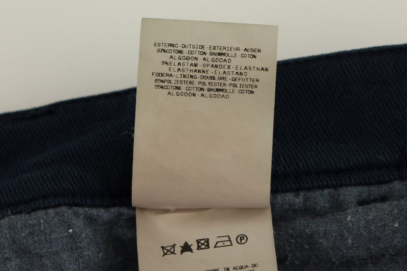 Elegant Blue Cotton Stretch Chinos GF Ferre