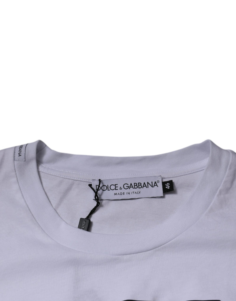 White DG Logo Cotton Crew Neck T-shirt Dolce & Gabbana