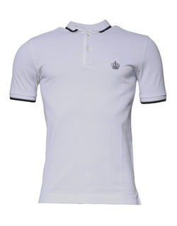 White Cotton Crown Collared Polo T-shirt Dolce & Gabbana