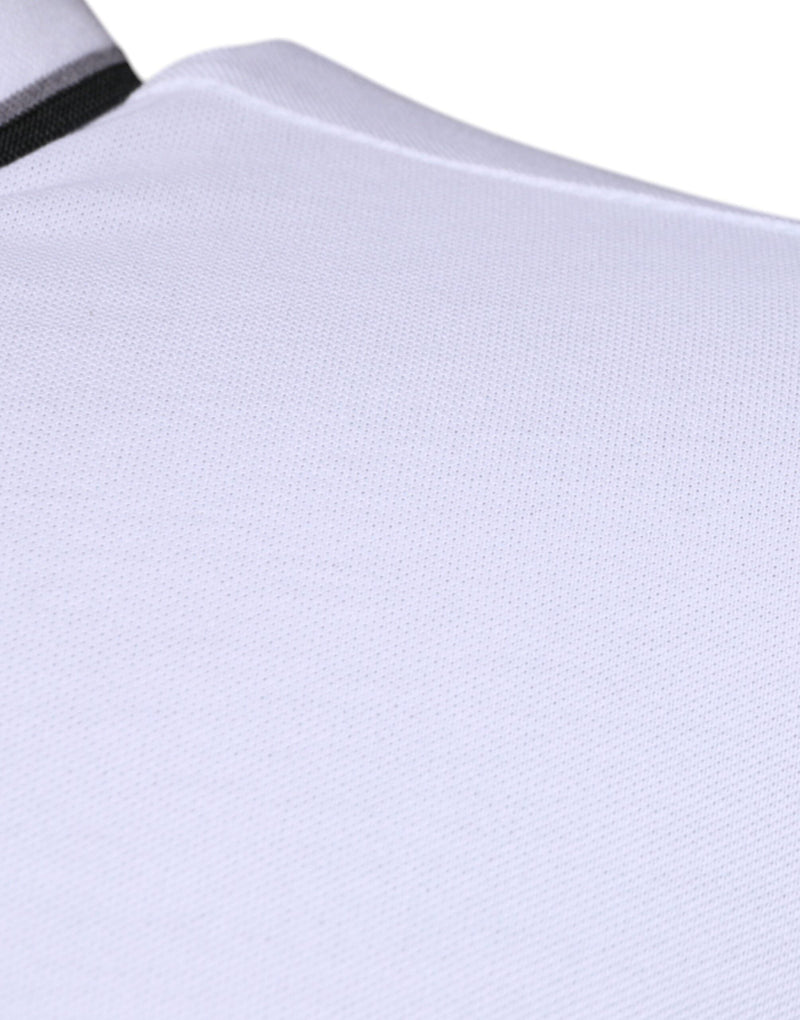 White Cotton Crown Collared Polo T-shirt Dolce & Gabbana