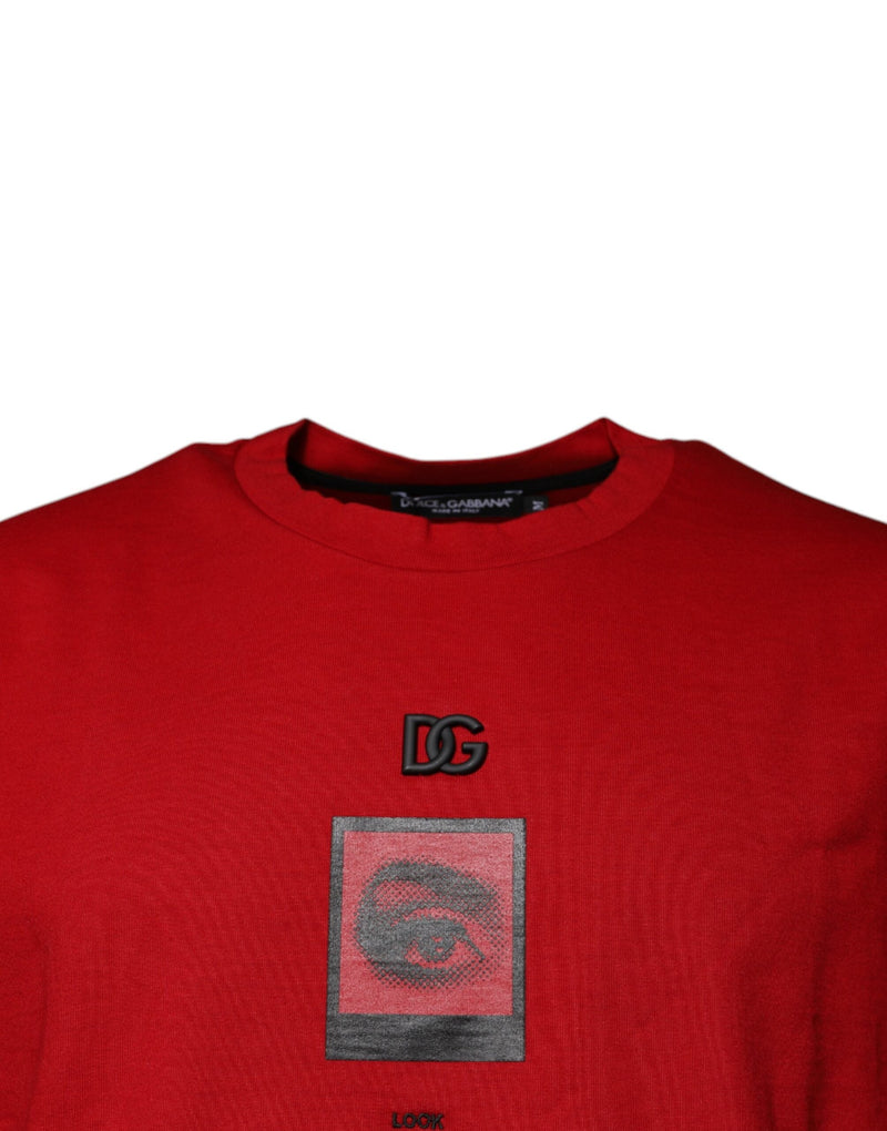 Red DG Eye Cotton Crew Neck T-shirt Dolce & Gabbana