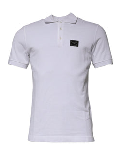 White Cotton Logo Plaque Collared Polo T-shirt Dolce & Gabbana
