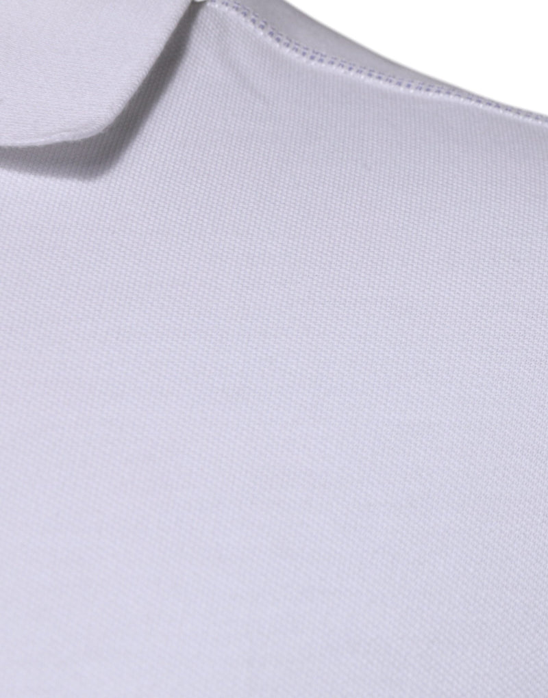 White Cotton Logo Plaque Collared Polo T-shirt Dolce & Gabbana