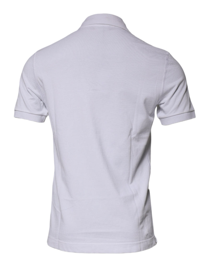 White Cotton Logo Plaque Collared Polo T-shirt Dolce & Gabbana