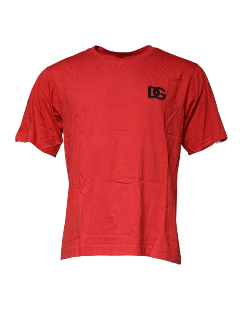 Red DG Logo Cotton Crew Neck T-shirt Dolce & Gabbana