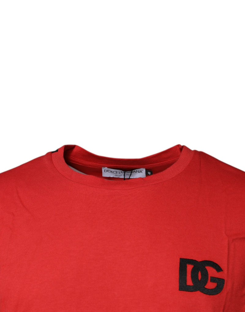 Red DG Logo Cotton Crew Neck T-shirt Dolce & Gabbana