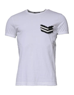 White Stripes Crew Neck Short Sleeves T-shirt Dolce & Gabbana