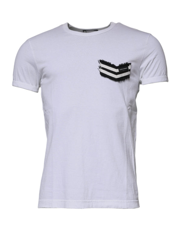 White Stripes Crew Neck Short Sleeves T-shirt Dolce & Gabbana