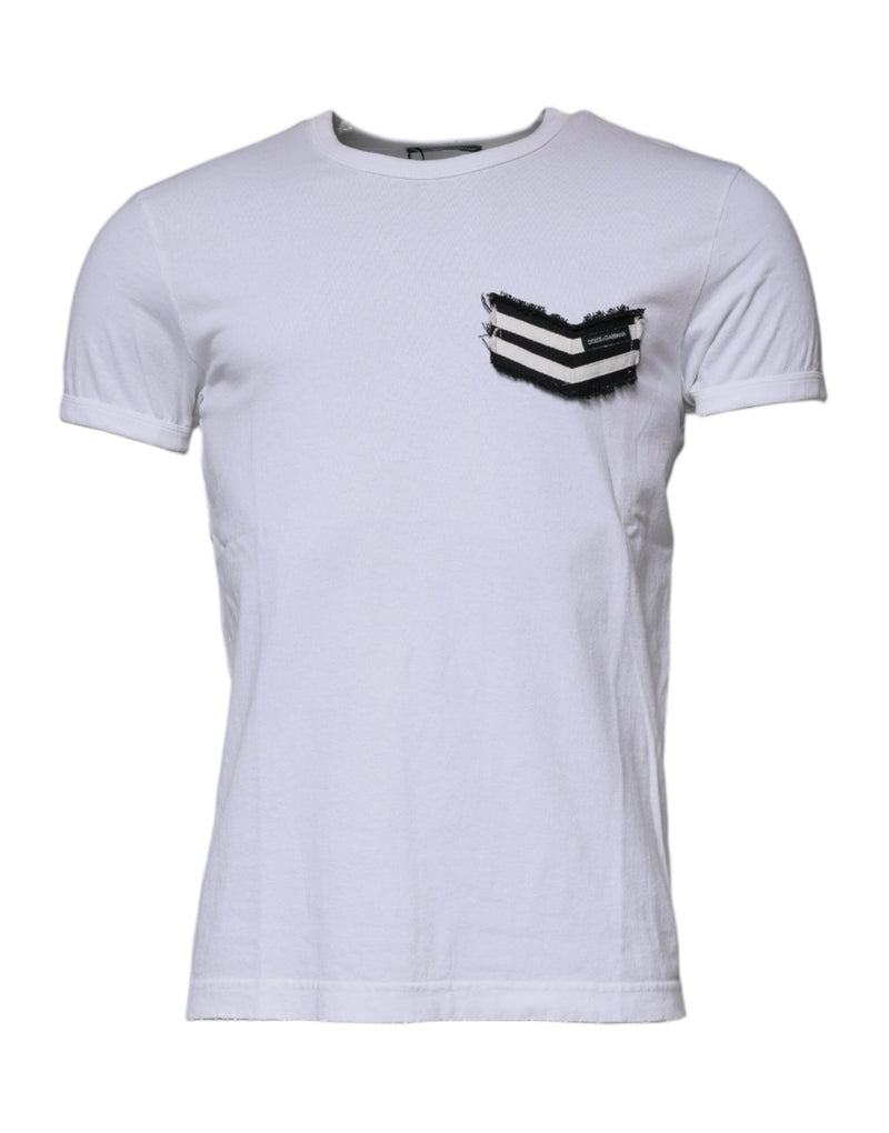 White Stripes Crew Neck Short Sleeves T-shirt Dolce & Gabbana