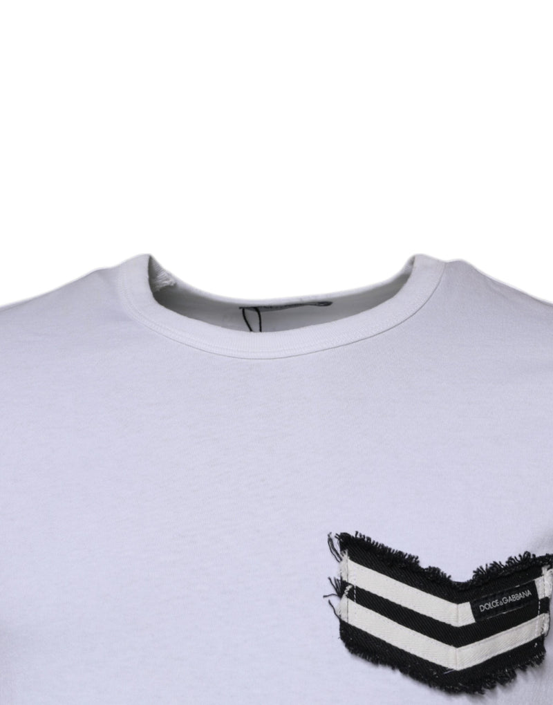 White Stripes Crew Neck Short Sleeves T-shirt Dolce & Gabbana