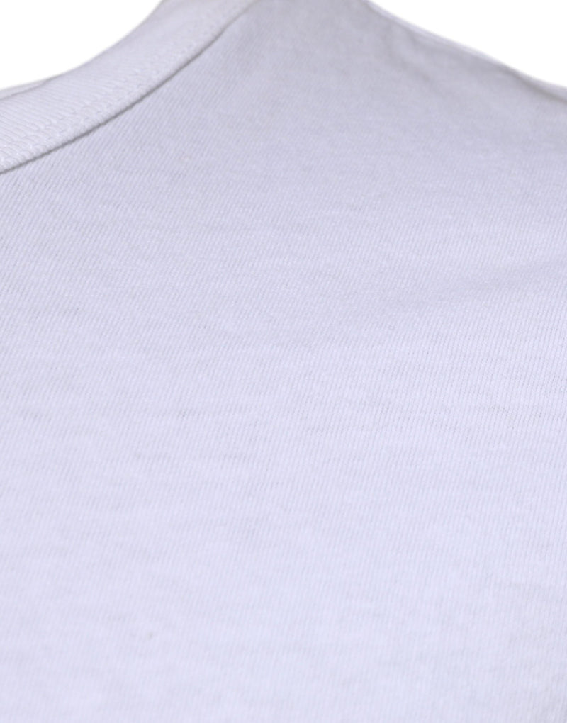White Stripes Crew Neck Short Sleeves T-shirt Dolce & Gabbana