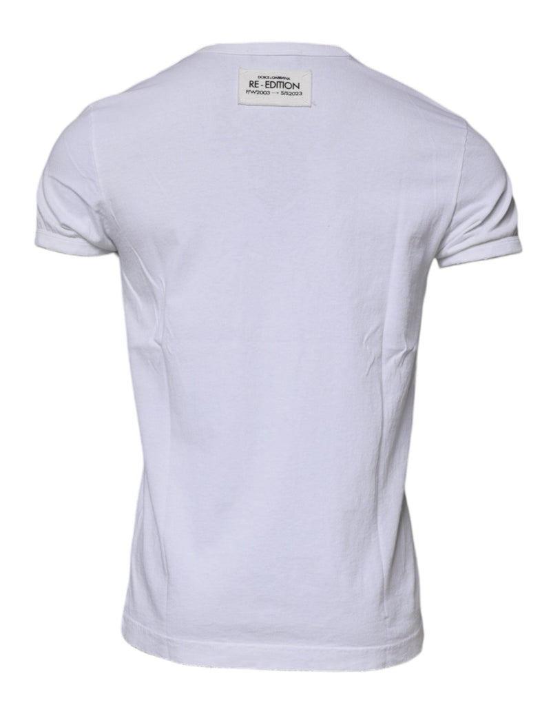 White Stripes Crew Neck Short Sleeves T-shirt Dolce & Gabbana