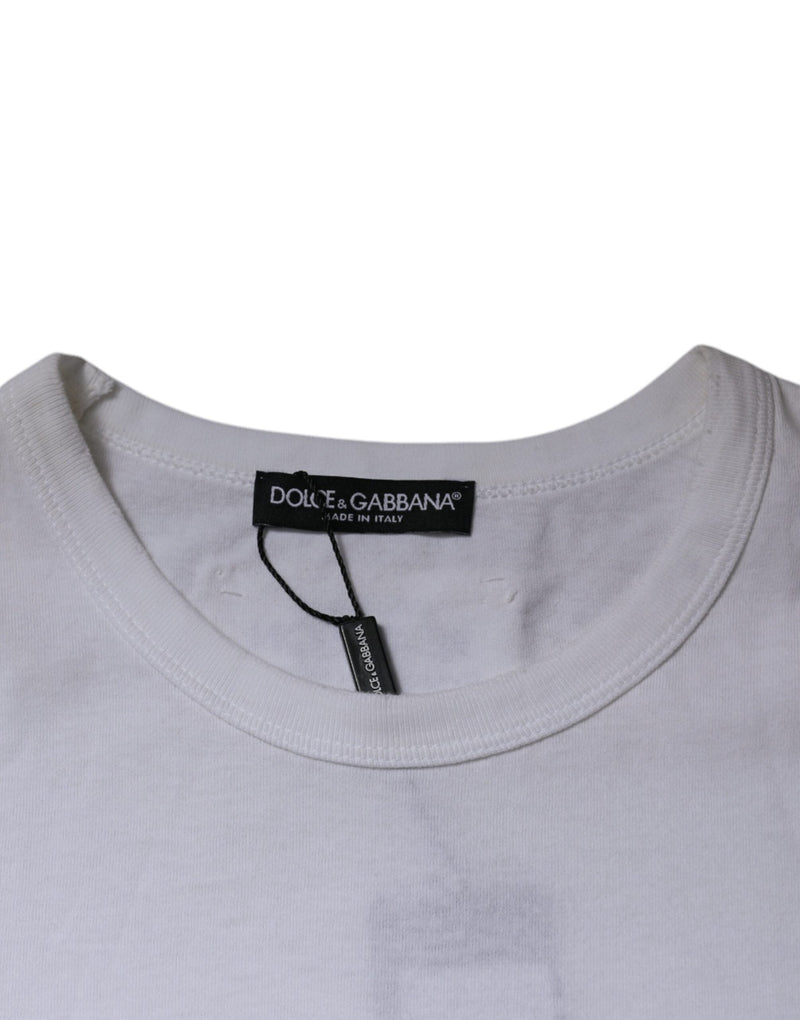 White Stripes Crew Neck Short Sleeves T-shirt Dolce & Gabbana