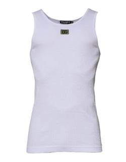 White Cotton Round Neck Sleeveless T-shirt Dolce & Gabbana