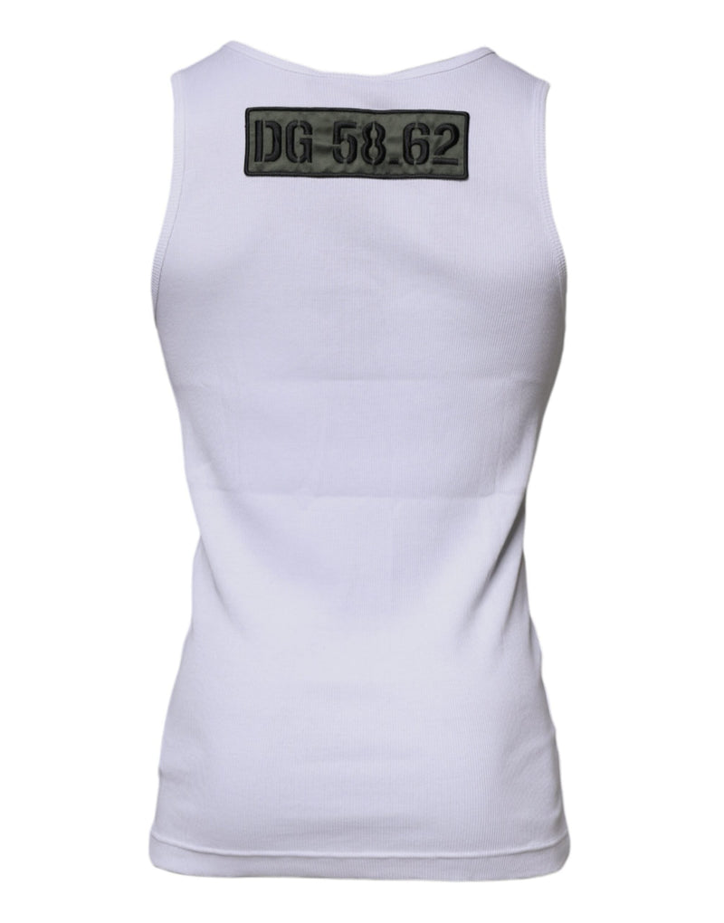 White Cotton Round Neck Sleeveless T-shirt Dolce & Gabbana