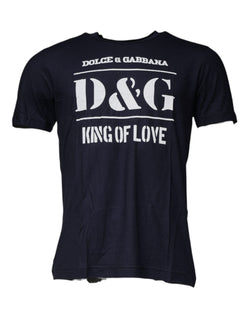 Blue D&G King Of Love Cotton Crew Neck T-shirt Dolce & Gabbana