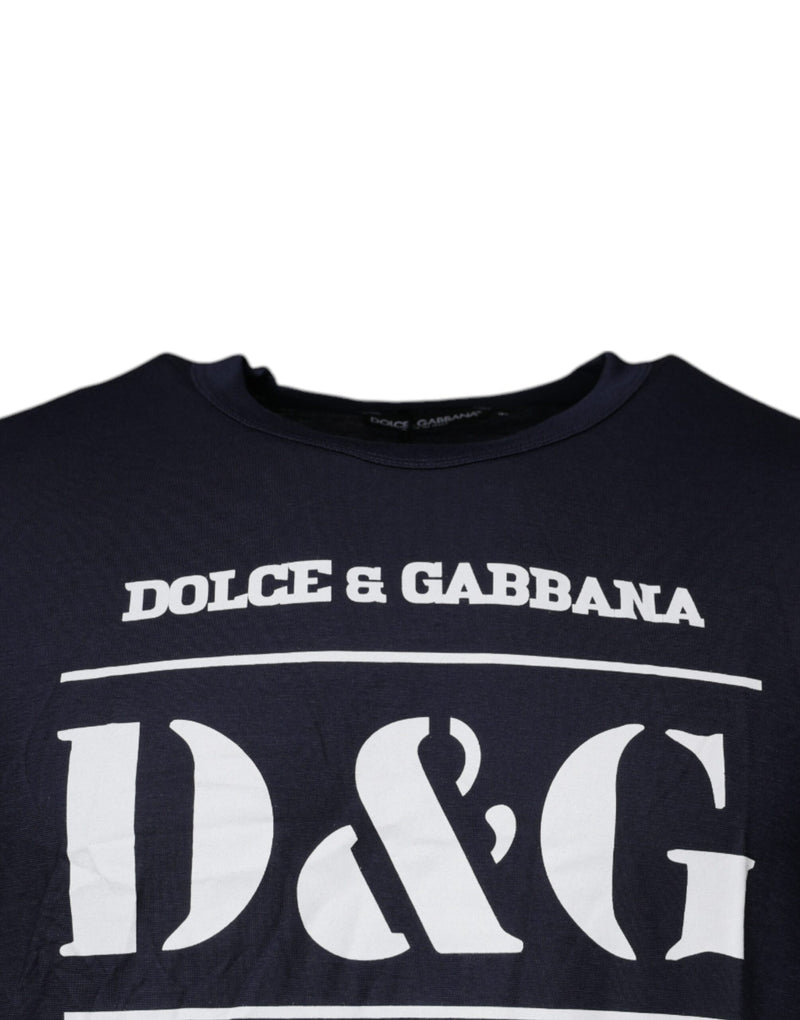 Blue D&G King Of Love Cotton Crew Neck T-shirt Dolce & Gabbana