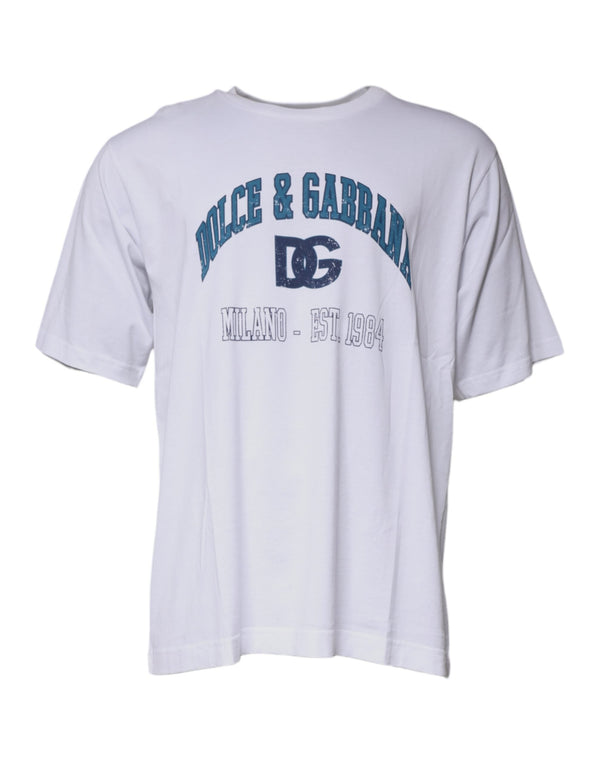 White DG Milano Cotton Crew Neck T-shirt Dolce & Gabbana