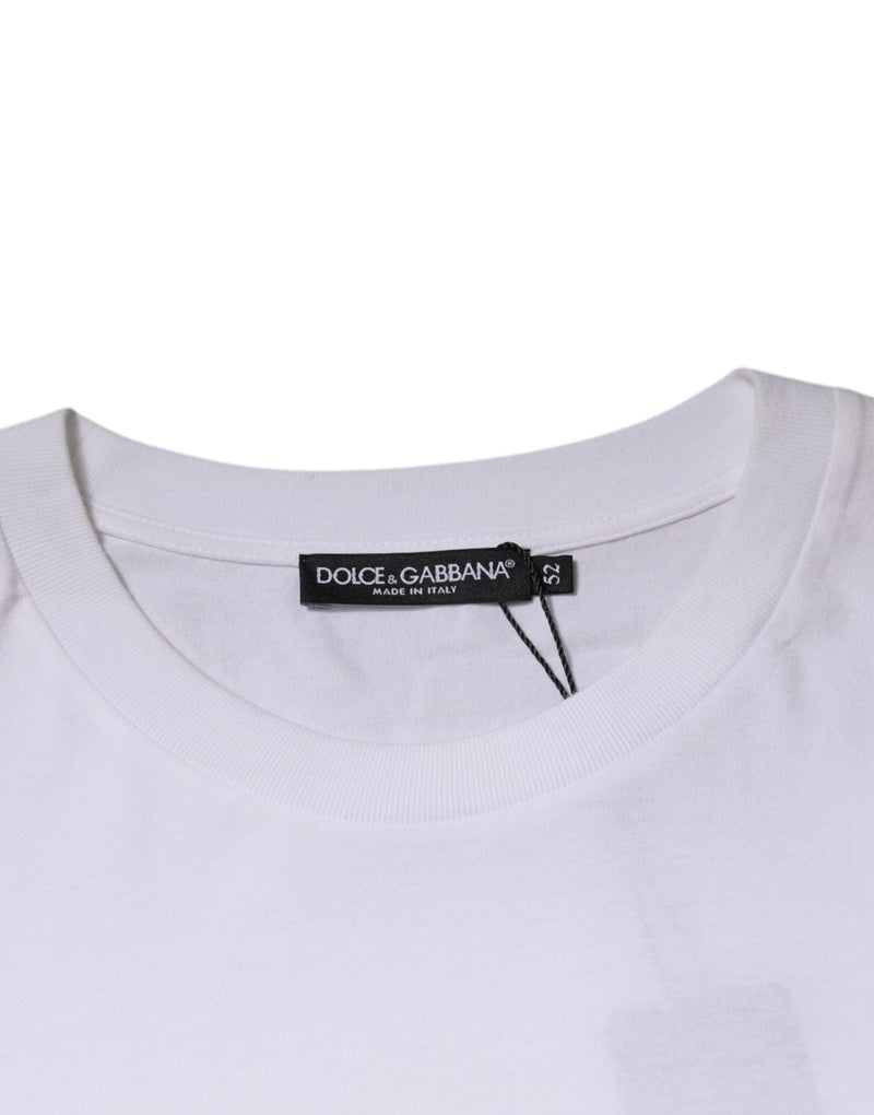 White DG Milano Cotton Crew Neck T-shirt Dolce & Gabbana