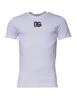White DG Logo Cotton Crew Neck T-shirt Dolce & Gabbana