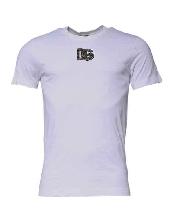White DG Logo Cotton Crew Neck T-shirt Dolce & Gabbana