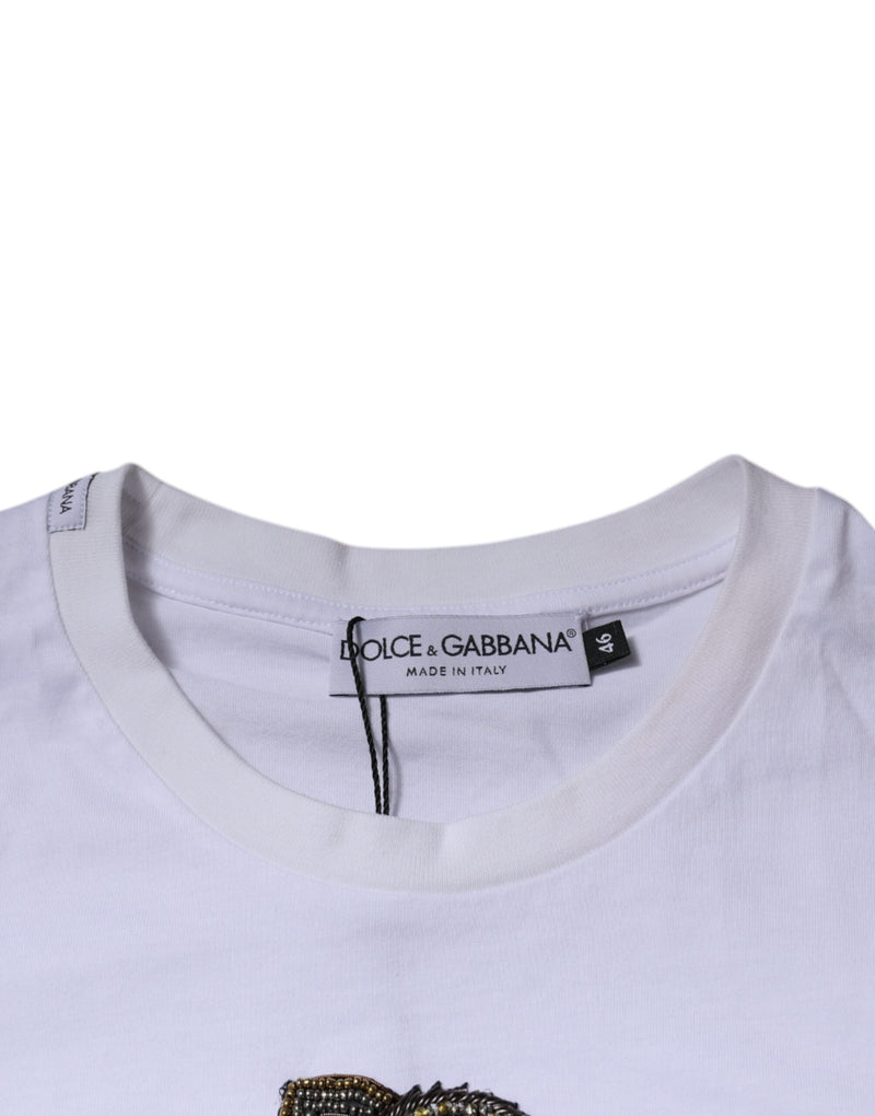 White DG Logo Cotton Crew Neck T-shirt Dolce & Gabbana