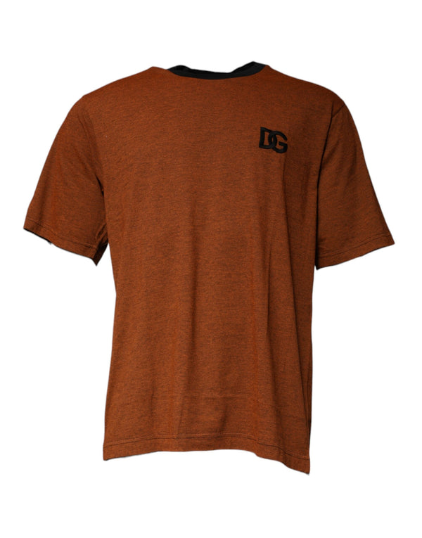 Brown DG Logo Cotton Crew Neck T-shirt Dolce & Gabbana