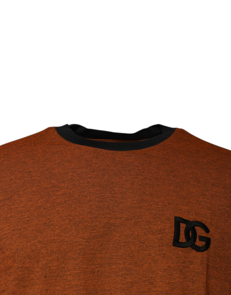 Brown DG Logo Cotton Crew Neck T-shirt Dolce & Gabbana