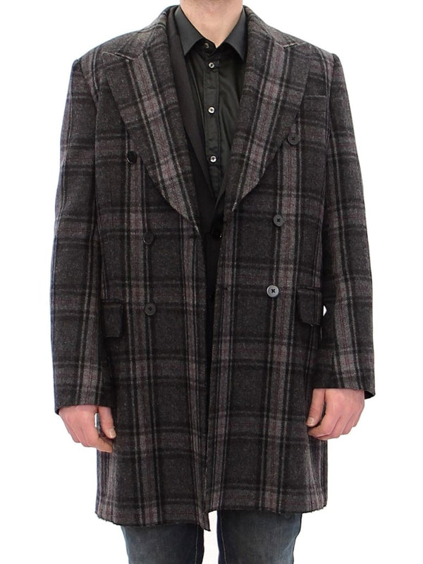 Sicilia Checkered Wool Blend Coat Dolce & Gabbana