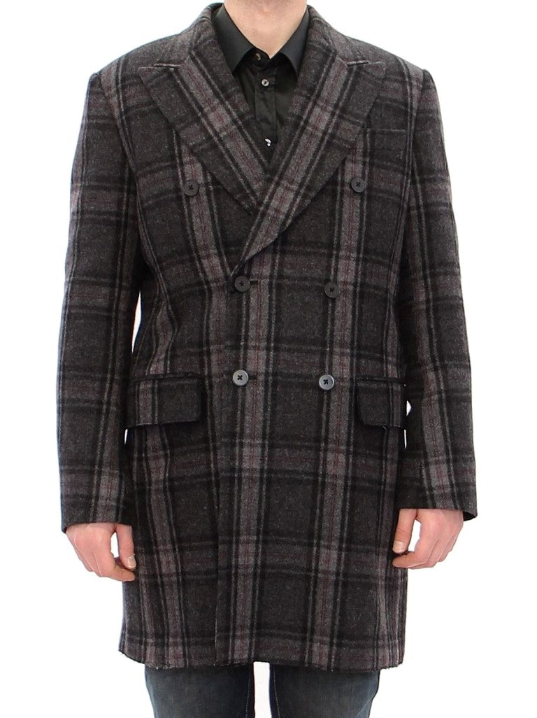 Sicilia Checkered Wool Blend Coat Dolce & Gabbana