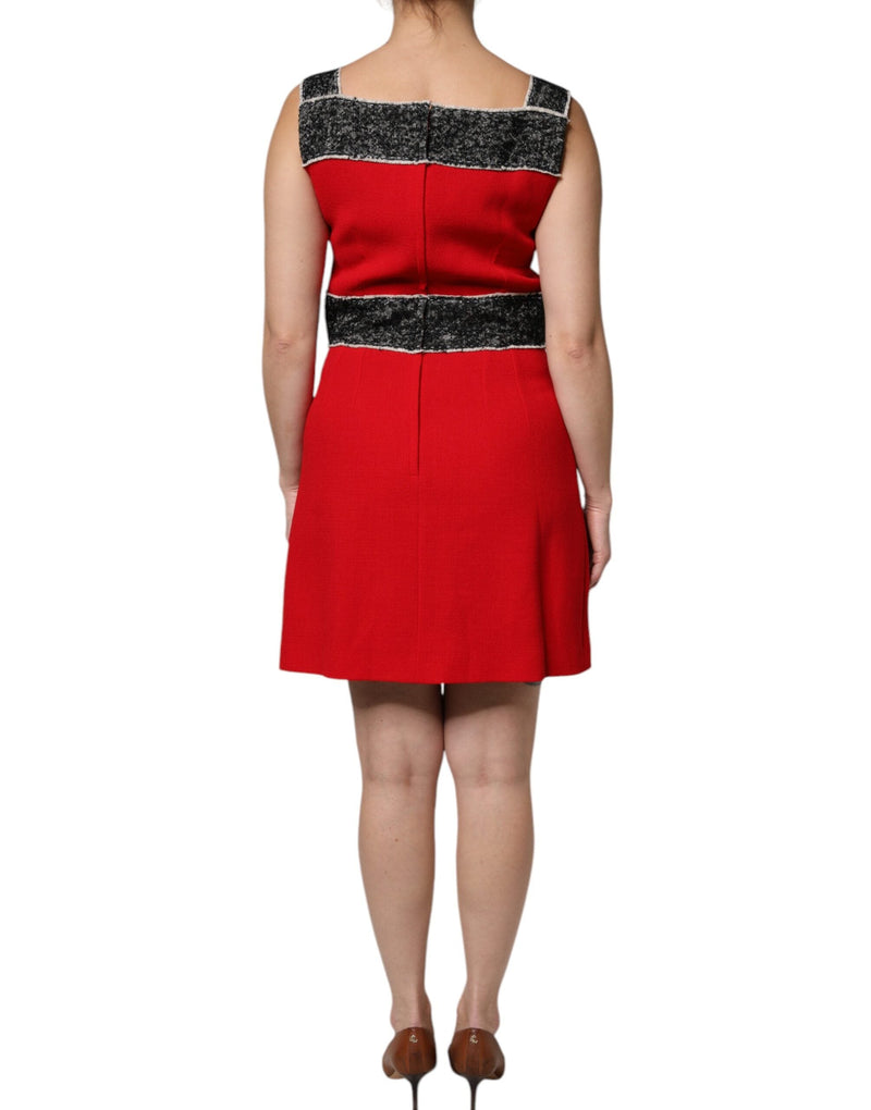 Red Wool Sleeveless A-line Flared Mini Dress Dolce & Gabbana