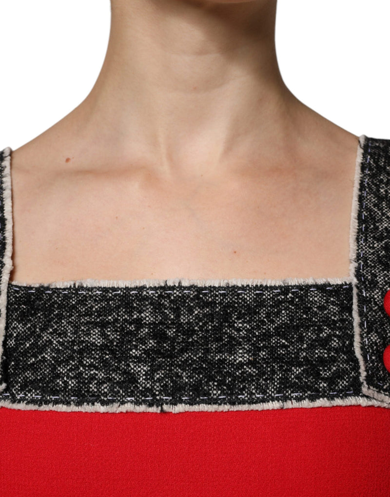 Red Wool Sleeveless A-line Flared Mini Dress Dolce & Gabbana