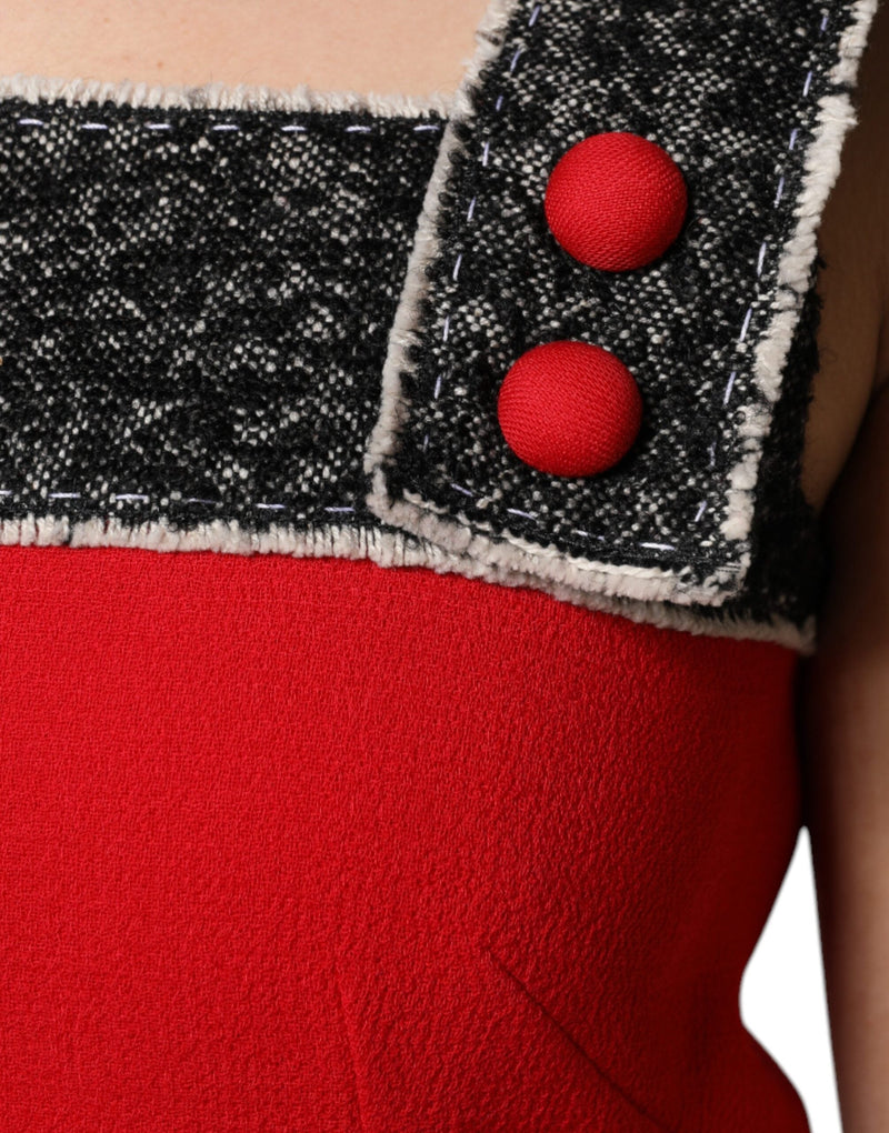 Red Wool Sleeveless A-line Flared Mini Dress Dolce & Gabbana