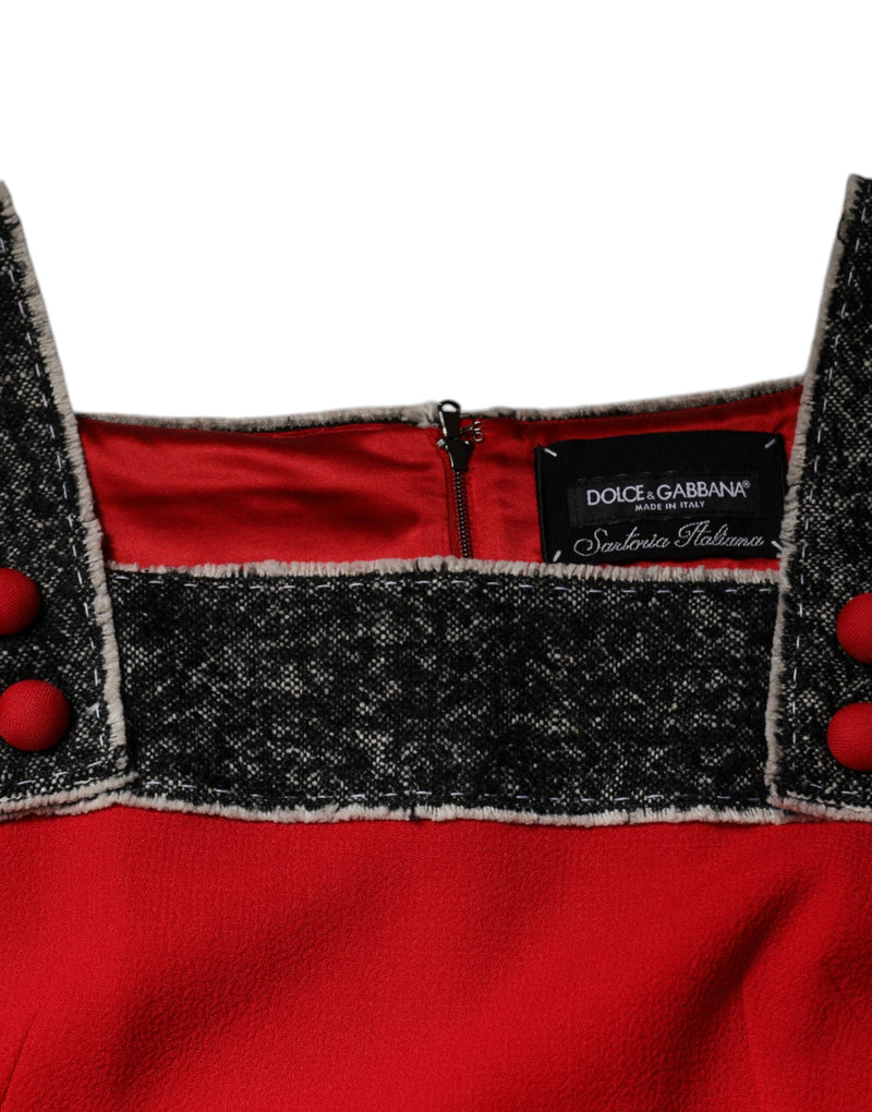 Red Wool Sleeveless A-line Flared Mini Dress Dolce & Gabbana