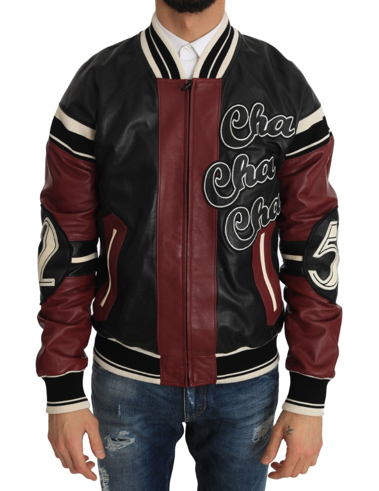 Exquisite Sheepskin Leather Bomber Jacket Dolce & Gabbana