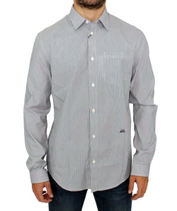 Chic Gray Striped Cotton Casual Shirt GF Ferre