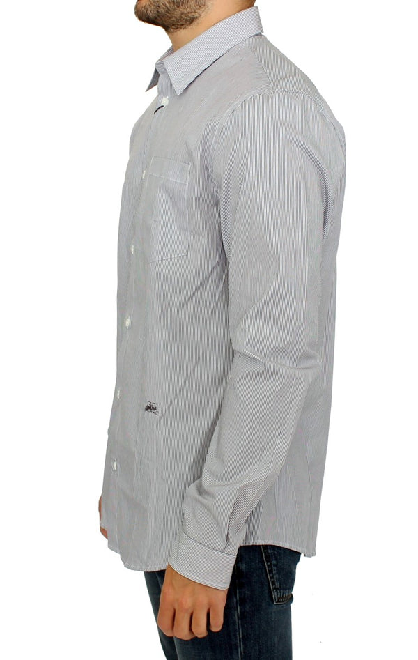 Chic Gray Striped Cotton Casual Shirt GF Ferre