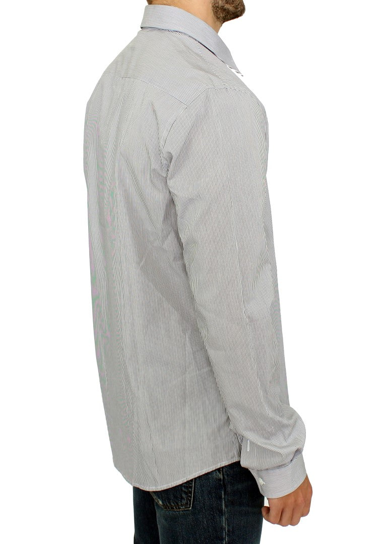 Chic Gray Striped Cotton Casual Shirt GF Ferre