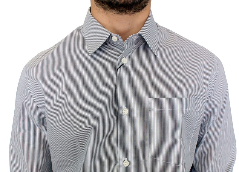 Chic Gray Striped Cotton Casual Shirt GF Ferre