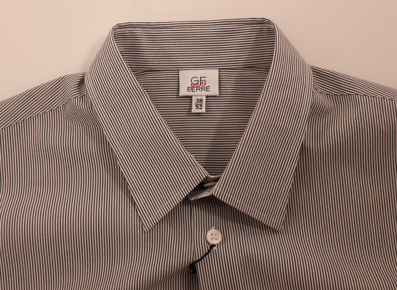 Chic Gray Striped Cotton Casual Shirt GF Ferre